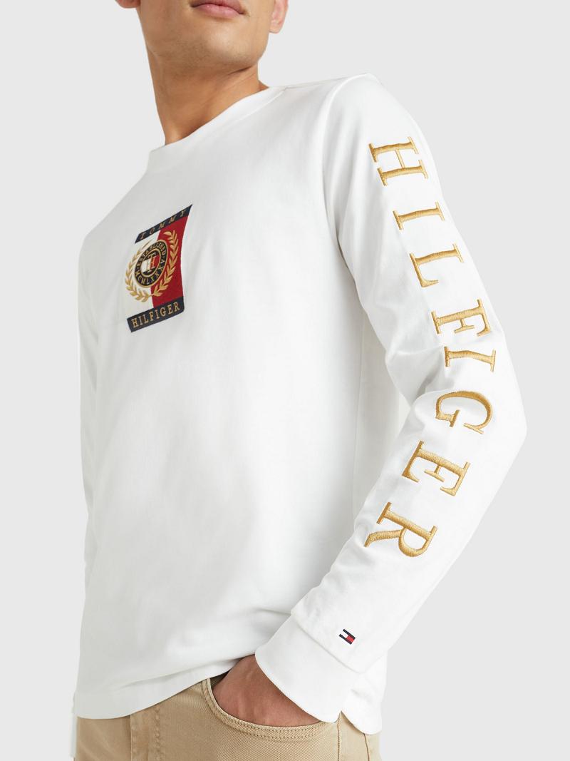 Férfi Tommy Hilfiger Icon long-sleeve Póló Fehér | HU 829HAP